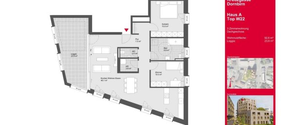Apartamento de 3 divisões em Dornbirn, Austria N.º 77640 4