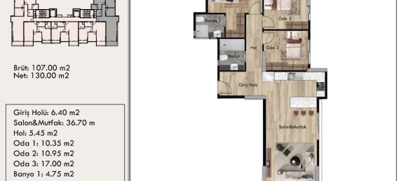 3-Zimmer Wohnung in Mersin, Turkey, Nr. 30052 12