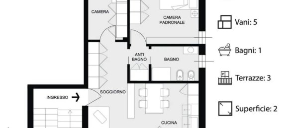 3 rooms Apartment in Udine, Italy No. 80970 5