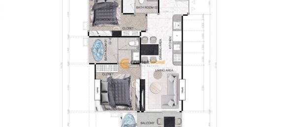 Eigentumswohnung in Pattaya, Thailand 67m², Nr. 26636 17