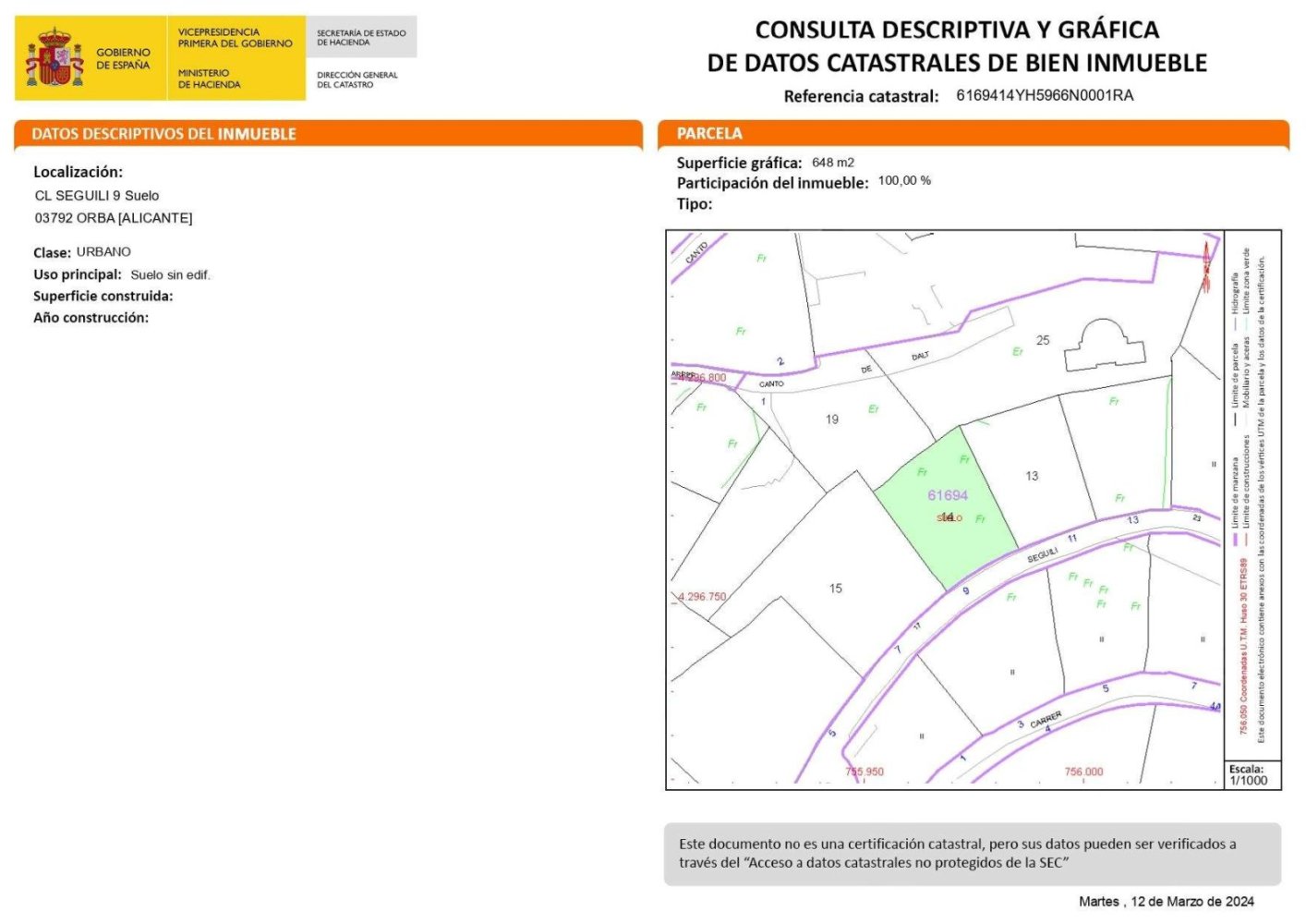 Terreno em Orba, Spain N.º 285336