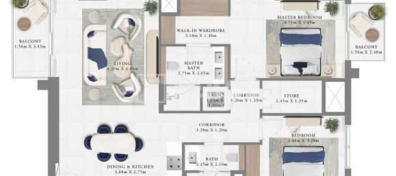 3 غرف نوم شقة في دبي, UAE رقم 43170 2