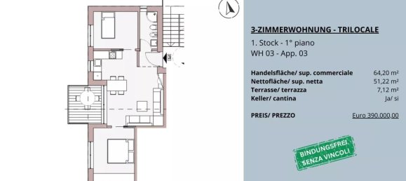 3 rooms Apartment in Trentino-Alto Adige, Italy No. 111129 3