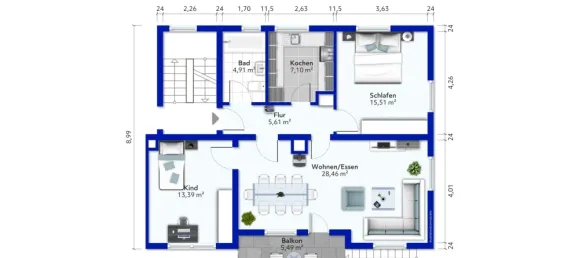 Квартира с 2 спальнями в Восточный Альб, Германия № 88436 14