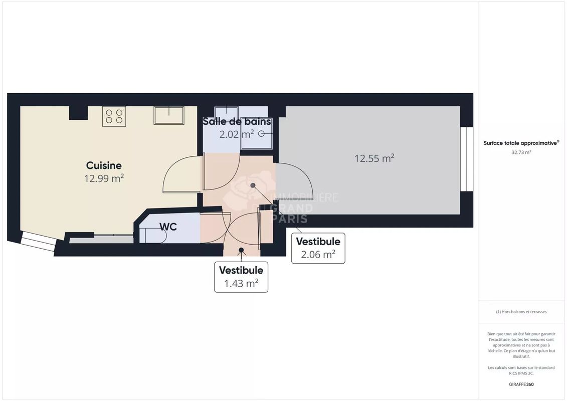 2غرفة شقة في Vitry-sur-Seine, France رقم 164780