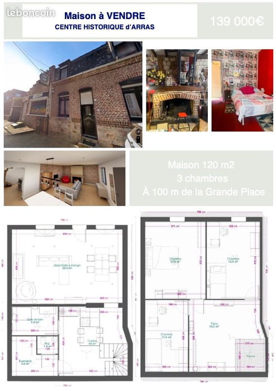 3 غرف نوم منزل في Arras, France رقم 363483