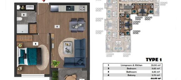 Apartment 1+1 in Konakli, Turkey No. 3589 24