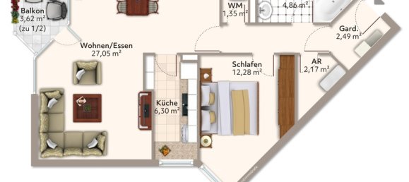 Квартира с 2 комнатами в Мюнхен, Германия № 262081 13