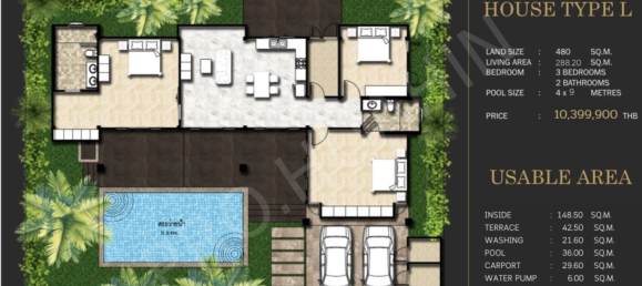 3 Schlafzimmer Villa in Hua Hin, Thailand, Nr. 165752 13