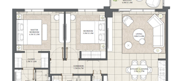 1 Schlafzimmer Wohnung in Dubai Creek Harbour (The Lagoons), UAE, Nr. 121608 6