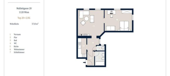 2 rooms Apartment in Meidling, Austria No. 196495 4