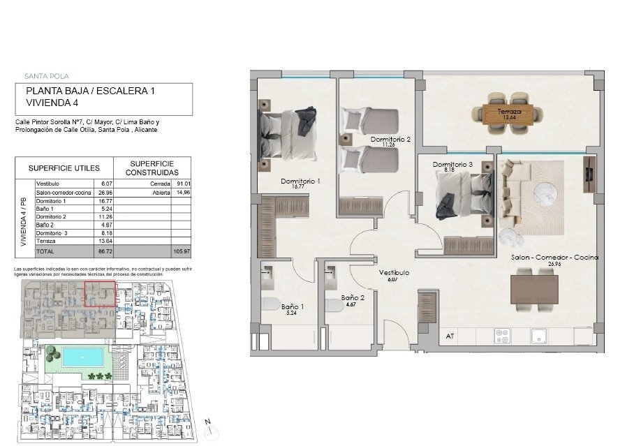 3 bedrooms Apartment in Santa Pola, Spain No. 285784