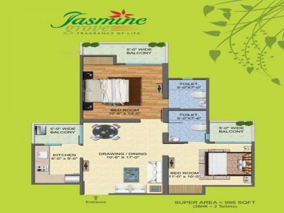 2 bedrooms House in Ghaziabad, India No. 55781
