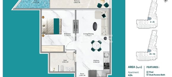 1 Schlafzimmer Wohnung in Dubai, UAE, Nr. 106408 26
