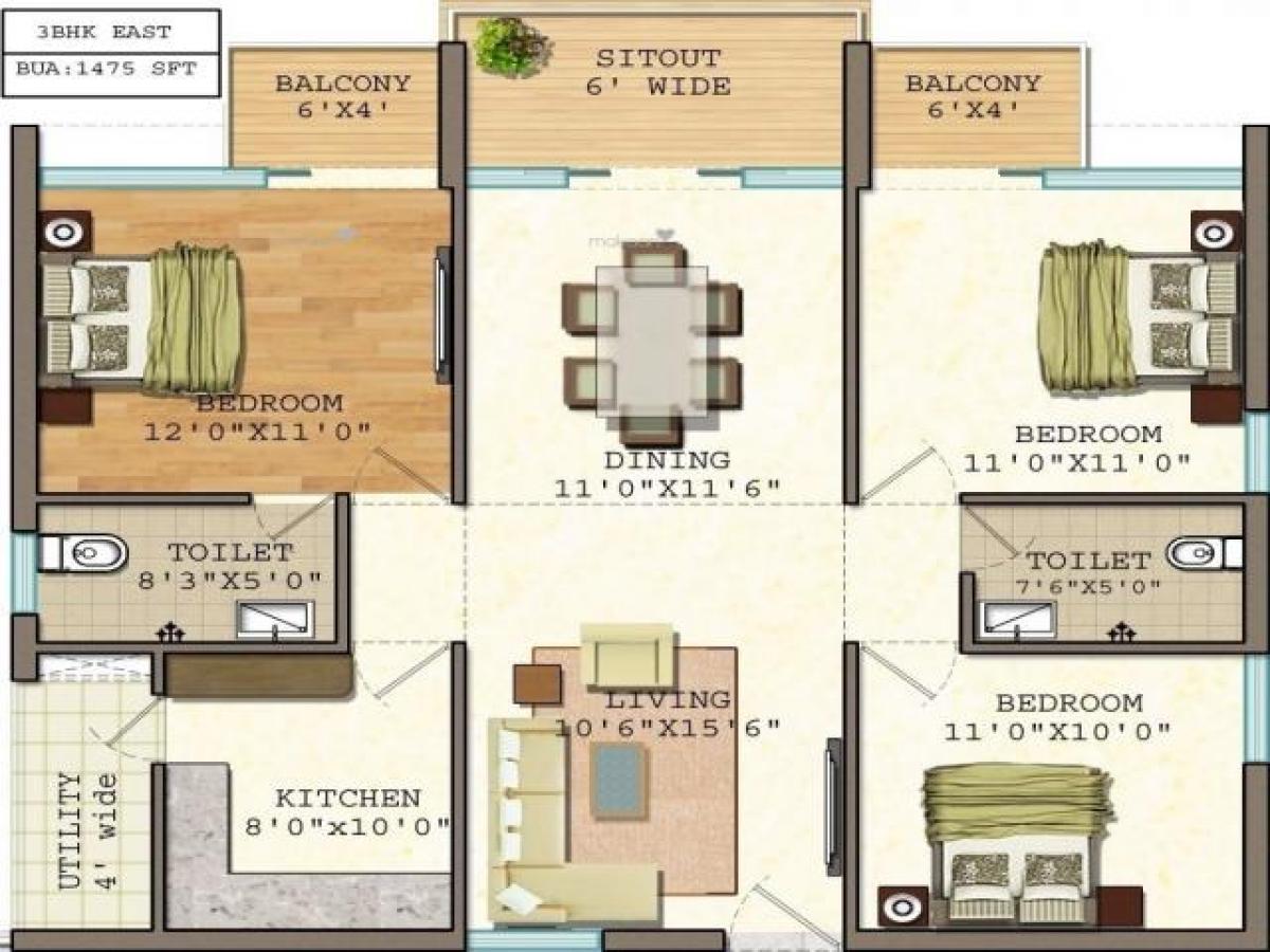 3 غرف نوم منزل في Hyderabad, India رقم 44386