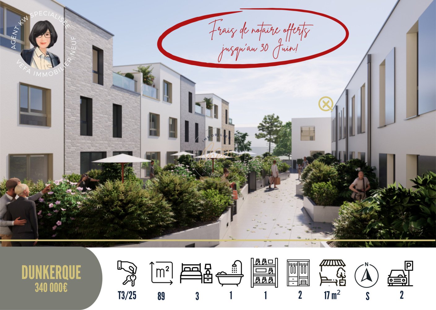 Квартира с 3 спальнями в Дюнкерк, Франция № 208906