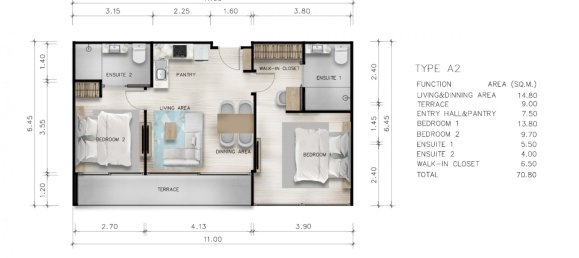 Квартира с 2 спальнями в Пхукет, Таиланд № 5789 6