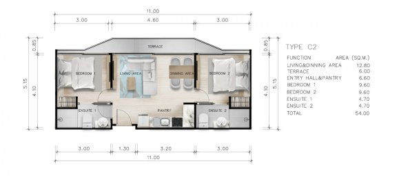 Квартира с 2 спальнями в Пхукет, Таиланд № 5789 5