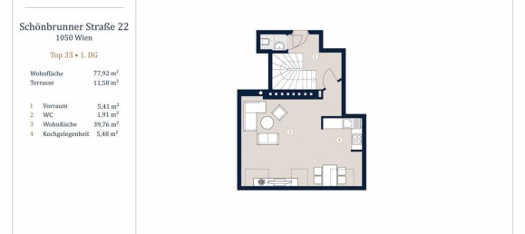 2 rooms Duplex in Margareten, Austria No. 100856 9