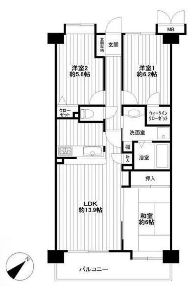 Apartamento de 3 dormitorios en Chiba, Japan No. 6397