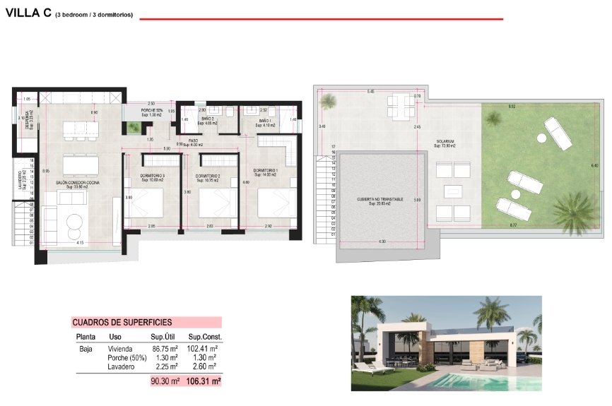 3 غرف نوم منزل في Alhama de Murcia, Spain رقم 286295