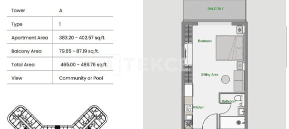 Apartamento T2 em Arjan, UAE N.º 102596 16