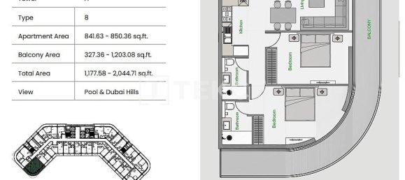 Apartamento T2 em Arjan, UAE N.º 102596 18