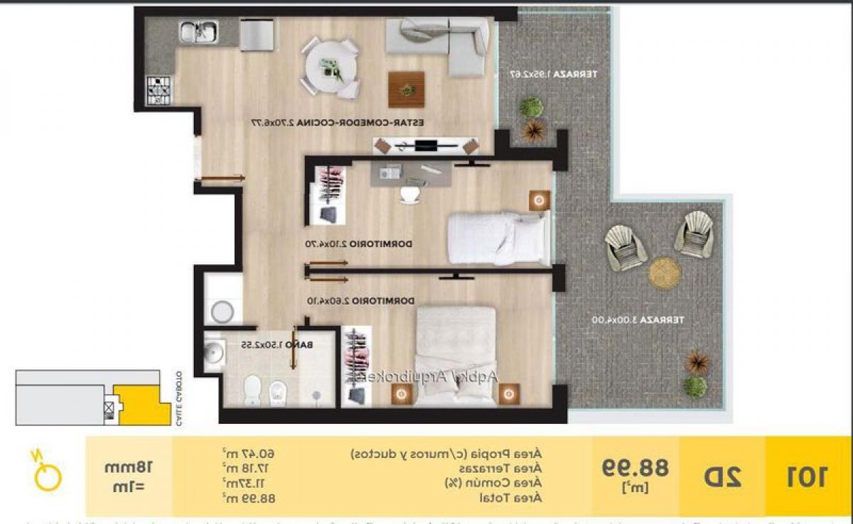 2 bedrooms Apartment in Montevideo, Uruguay No. 309