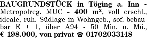 Terreno em Altotting, Germany 400 m² N.º 232872