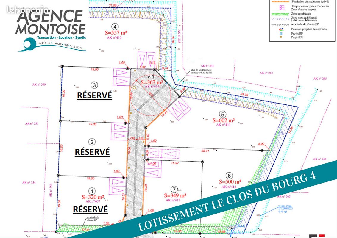 قطعة أرض في Notre-Dame-de-Monts, France 602متر مربع رقم 288679