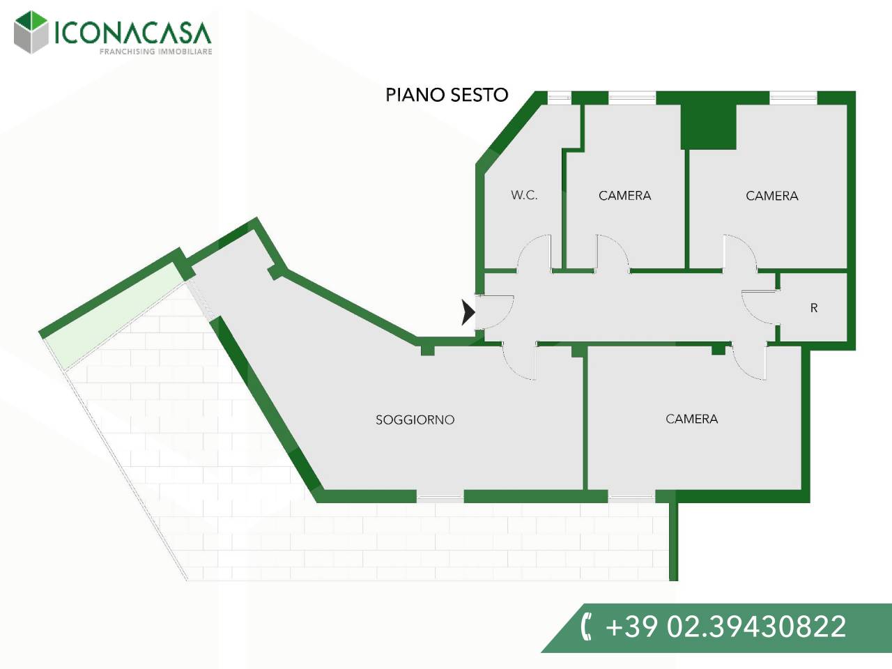 3 rooms Apartment in Milan, Italy No. 242298