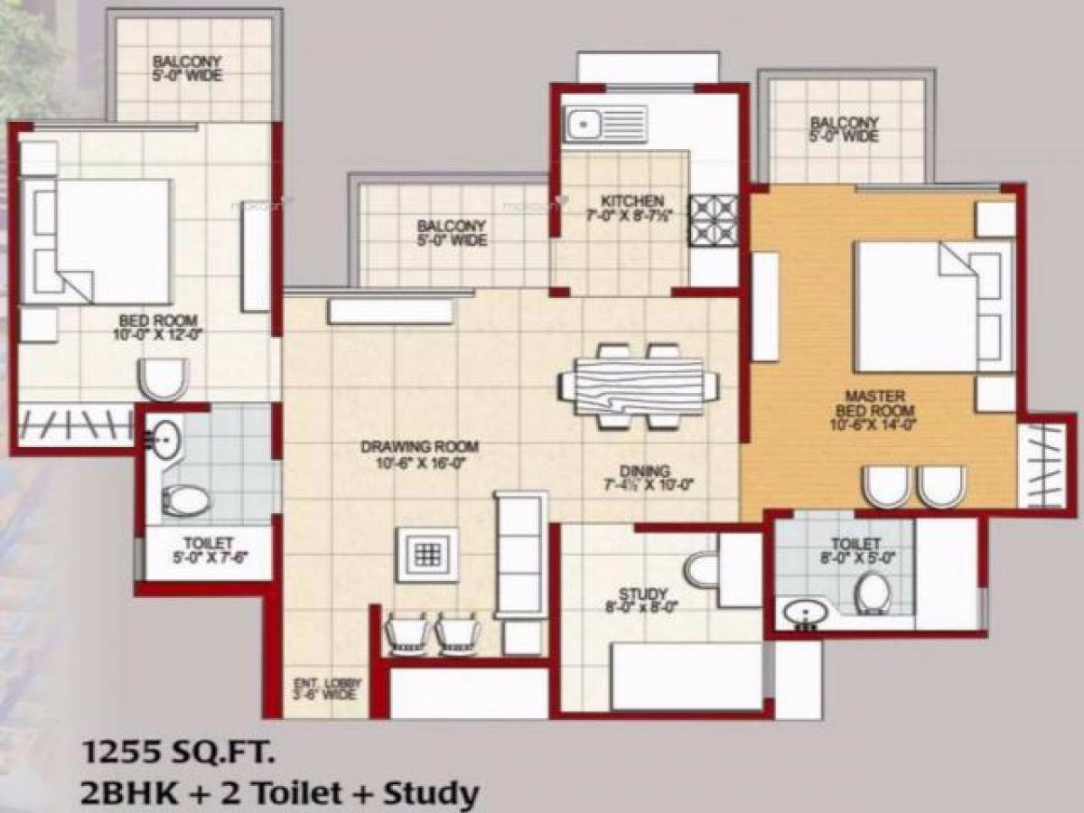 2 غرف نوم منزل في Ghaziabad, India رقم 54899