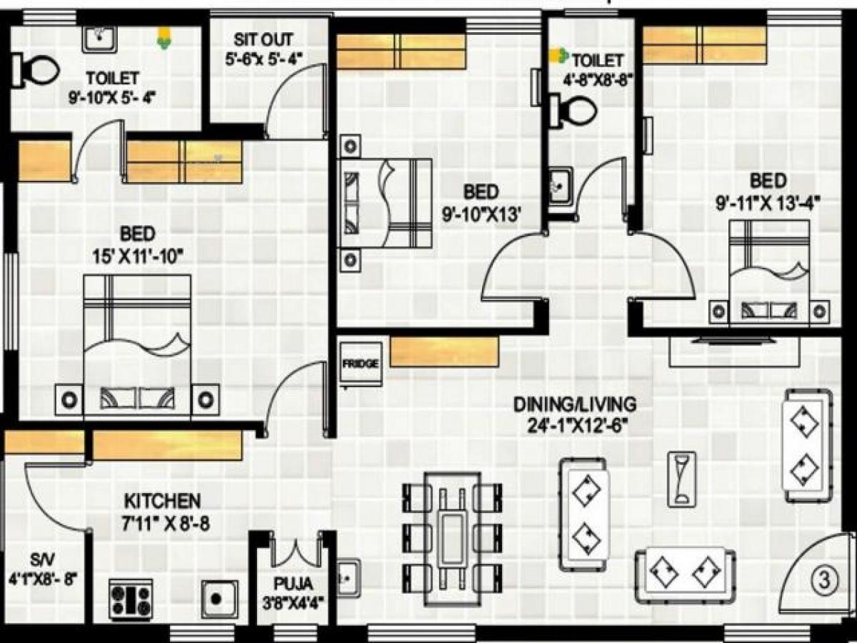 3 bedrooms House in Vijayawada, India No. 43820