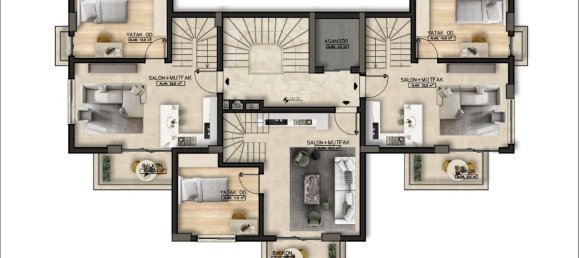 2غرفة شقة في Avsallar, Turkey رقم 30370 11