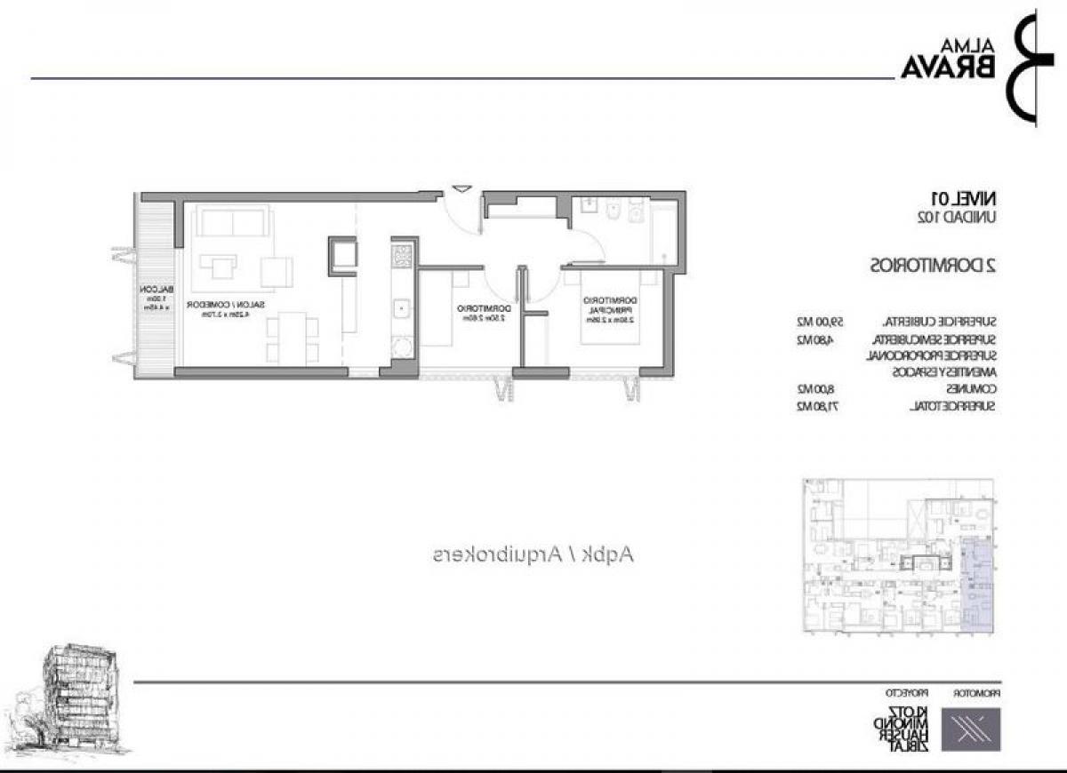 Apartamento T2 em Montevideo, Uruguay N.º 842