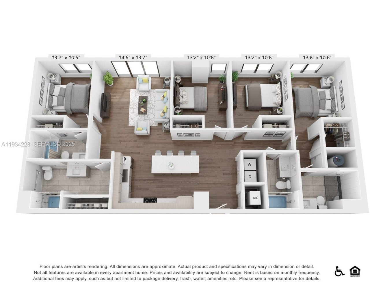 4 Schlafzimmer Wohnung in Miami, USA, Nr. 615407