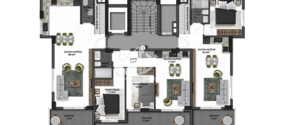 Apartamento 1+1 em Oba, Turkey N.º 8571 25