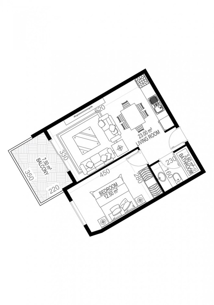 Квартира 1+1 в Yekta Sungate Residence, Газипаша, Турция № 40090 1