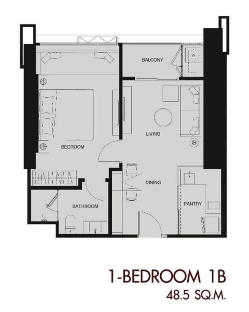 Кондоминиум  с 1 спальней в Дусит, Таиланд № 13426