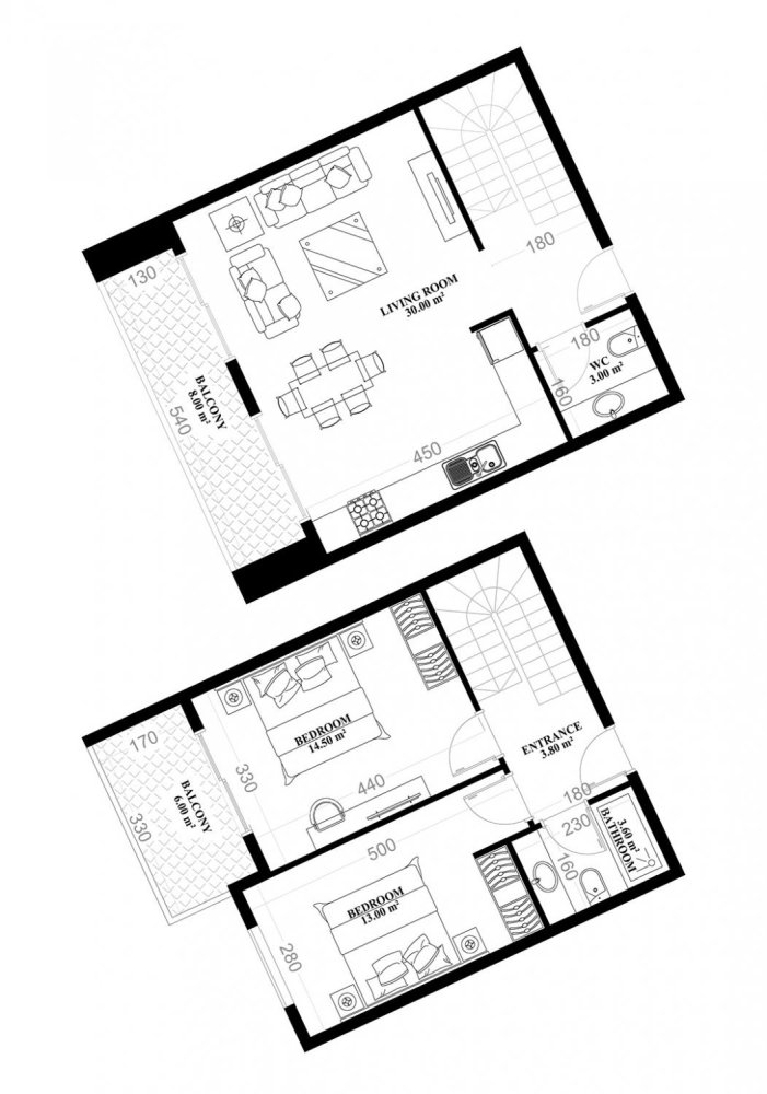 بانتهاوس 2+1 في YEKTA ALARA CİTY Residence, Mahmutlar, Turkey رقم 40080 1