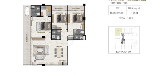 3 dormitorios condominium en venta en Pattaya, Chonburi, Eastern Thailand, Thailand № 150959 4