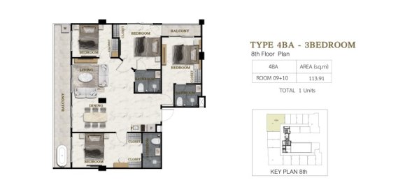 3 dormitorios condominium en venta en Pattaya, Chonburi, Eastern Thailand, Thailand № 150959 2