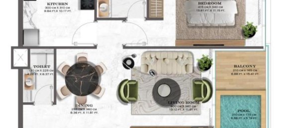 Apartamento de 1 dormitorio en Majan, UAE No. 96134 13