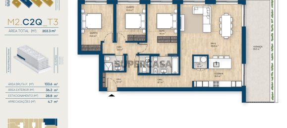 Квартира с 3 спальнями в Вила Нова ди Гая, Португалия № 160839 6