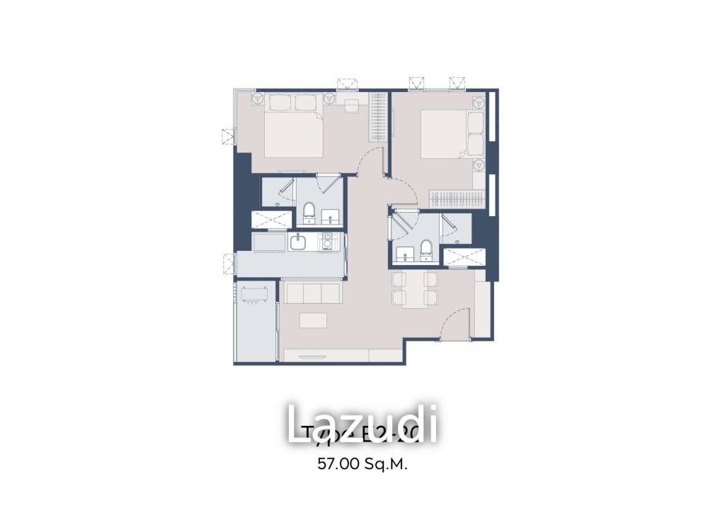 Condominio de 2 dormitorios en Bangkok, Thailand No. 23871