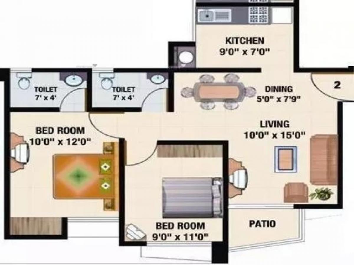 2 غرف نوم منزل في Mumbai, India رقم 53320