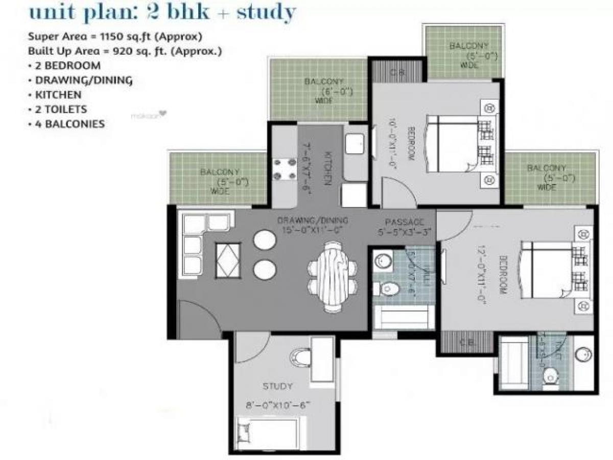 2 Schlafzimmer Haus in Noida, India, Nr. 65080