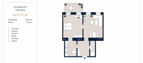 Apartamento de 2 divisões em Rudolfsheim-Funfhaus, Austria N.º 61260 9