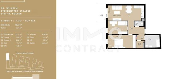 3 rooms Apartment in St. Polten, Austria No. 3548 8