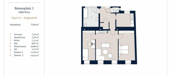 3غرفة شقة في Josefstadt, Austria رقم 39925 20